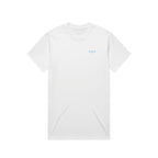 M.M.H. Awareness heavy oversized tee with baby blue print, worn