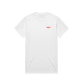 M.M.H. Awareness heavy oversized tee with red print, worn
